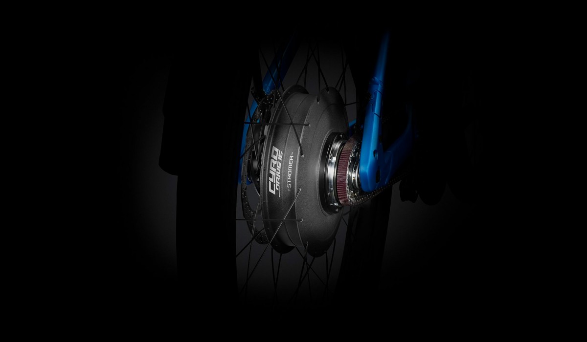 Stromer ST2 rear-wheel motor with assistance up to 45 km/h (28 mph).