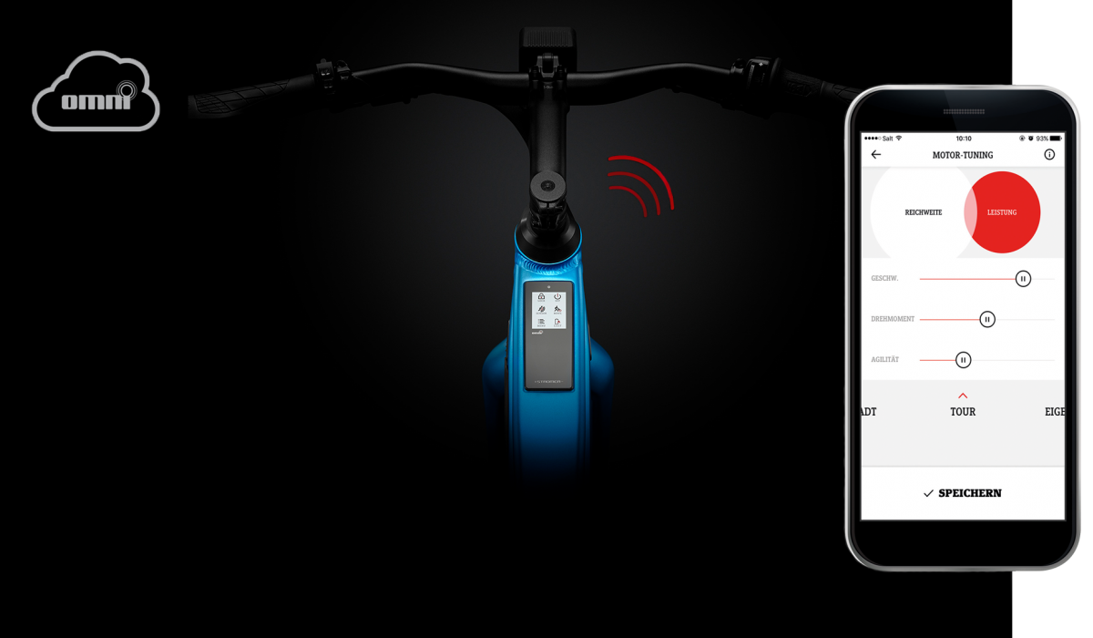 Écran et appli OMNI sur le Stromer ST2 : grâce à la connectivité de téléphonie mobile, vous restez relié(e) à votre vélo électrique rapide.