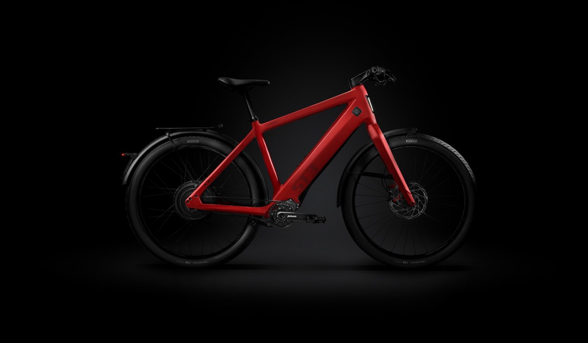 Stromer ST3 Pinion Launch Edition e-bike in Imperial Red.